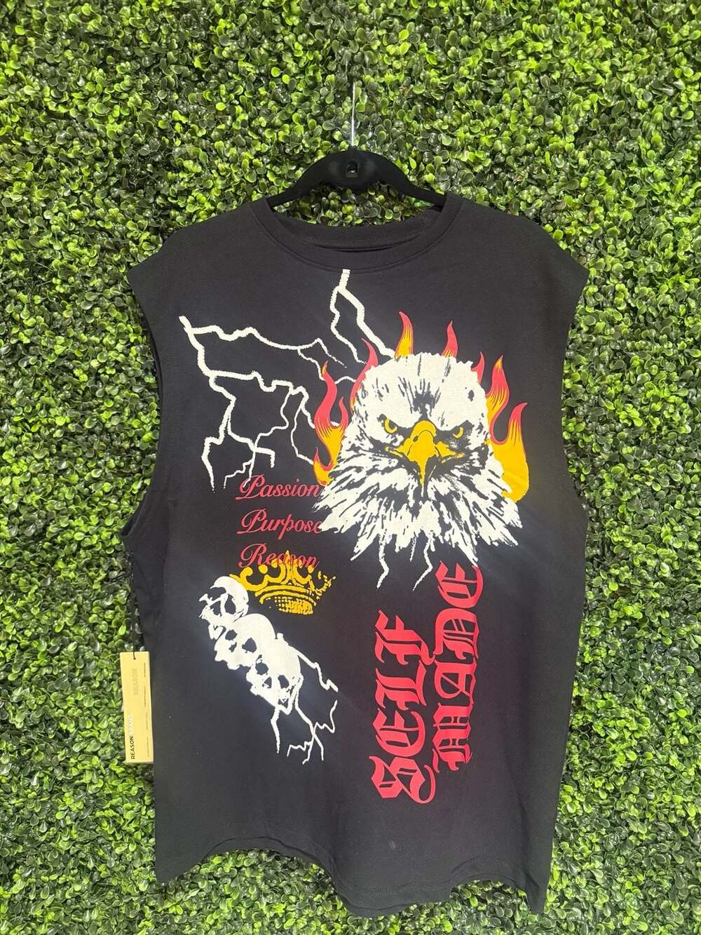 Reason Brand Eagle Tank Top Black Graphic Muscle Shirt